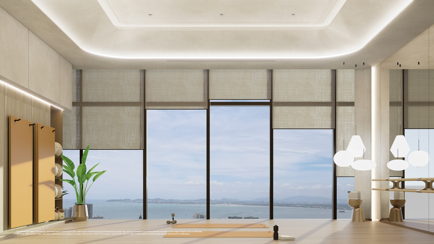 眺望海景的瑜珈工作室。