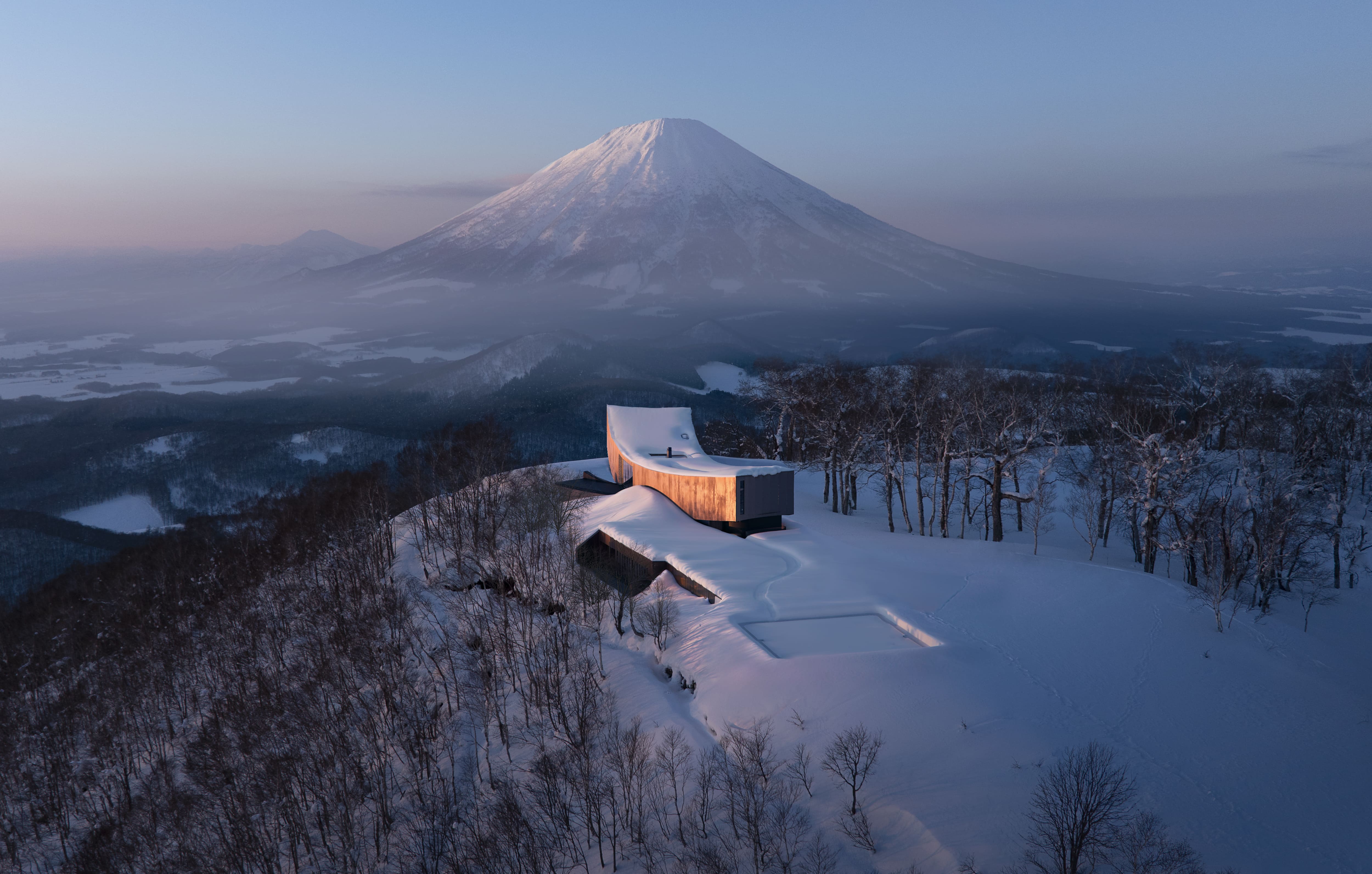雪域建築的感官之境 - 弧形量體呼應山脈輪廓