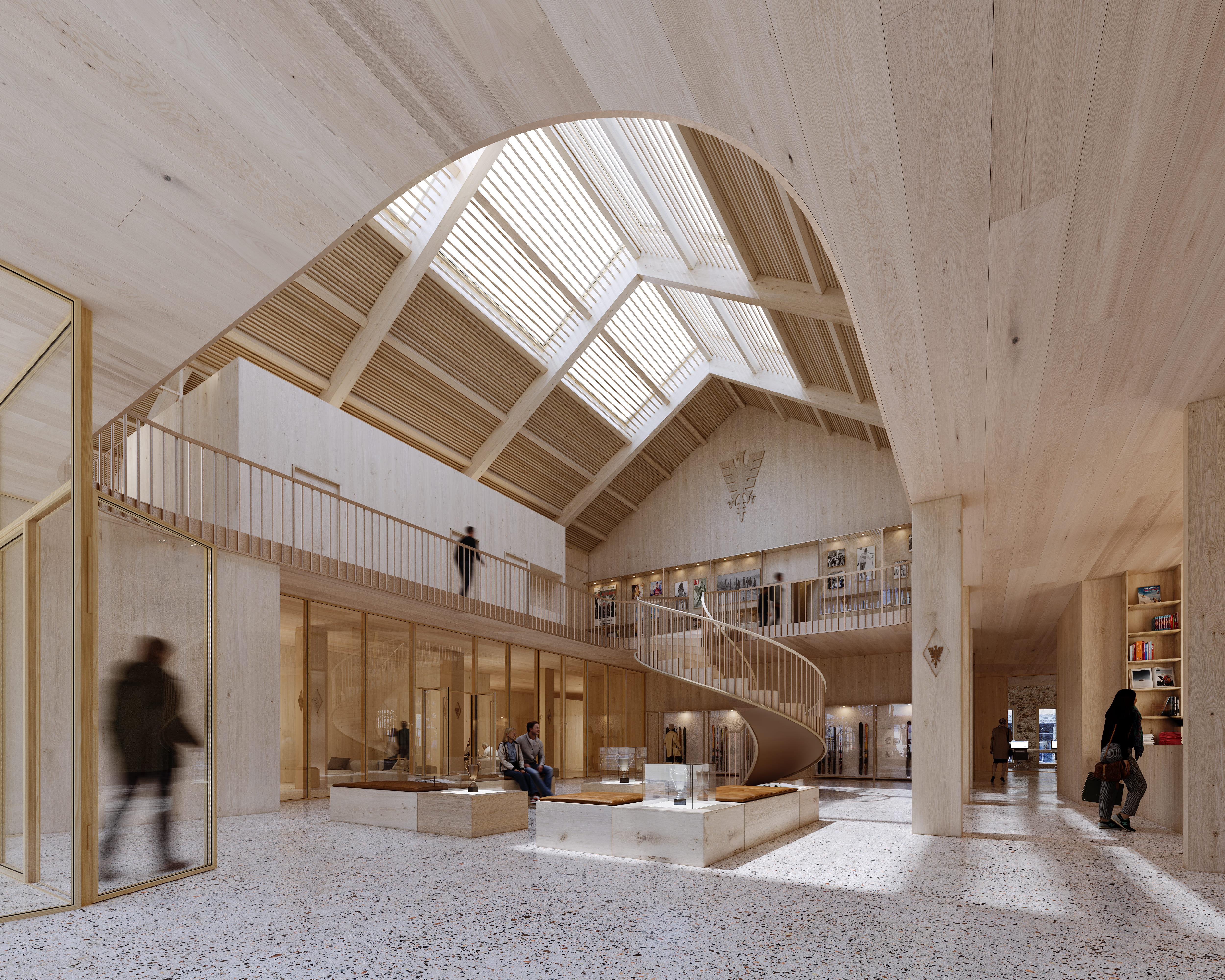 建築內部體現當代對傳統阿爾卑斯山建築精神的全新詮釋。（ Illustrations by Jeudi Wang ）